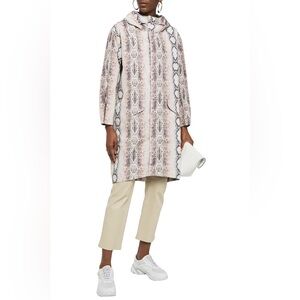 MAJE Baro Snake-print Shell Hooded Jacket In Pale Pink One Size